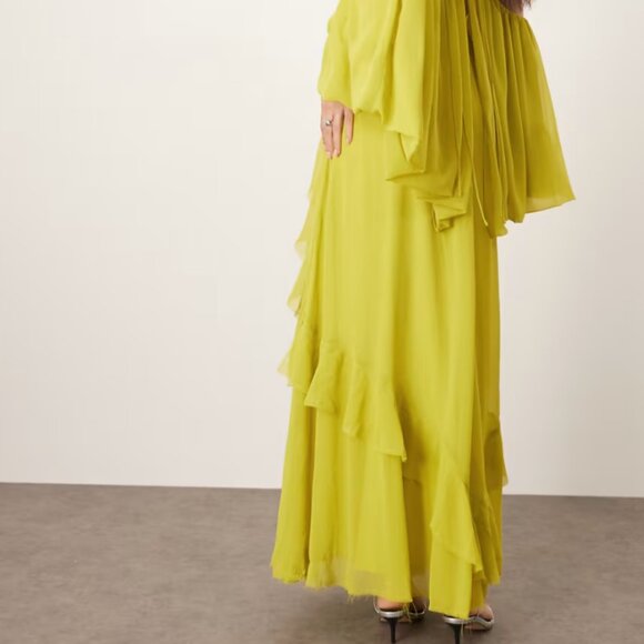 ARRANGE cold shoulder ruffle dress in lime green - Picture 4 of 9